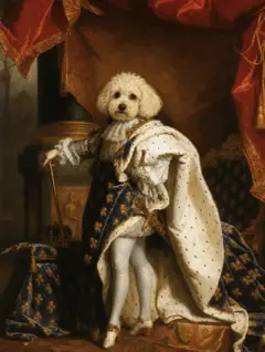White dog in a royal portrait